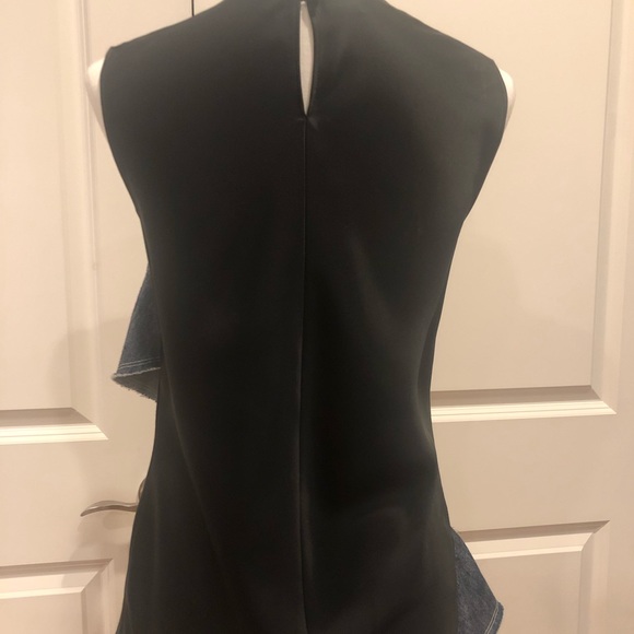 HELMUT LANG silk and denim peplum top - Picture 3 of 6